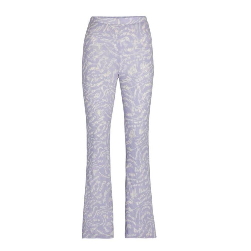 Skims Mesh Pants Sz M Purple Lilac Flare Abstract Logo High Waist Lounge - Picture 2 of 10